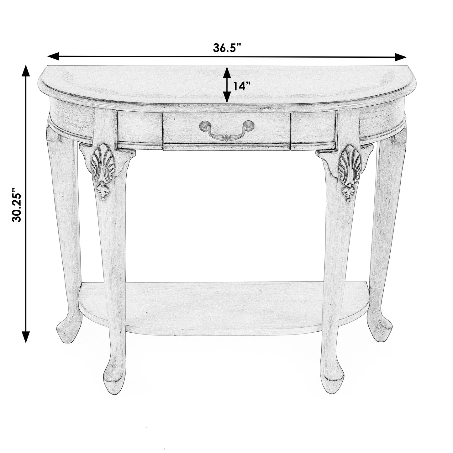 Kimball 36" Demilune Wood Console Table with Storage in Beige 0653424