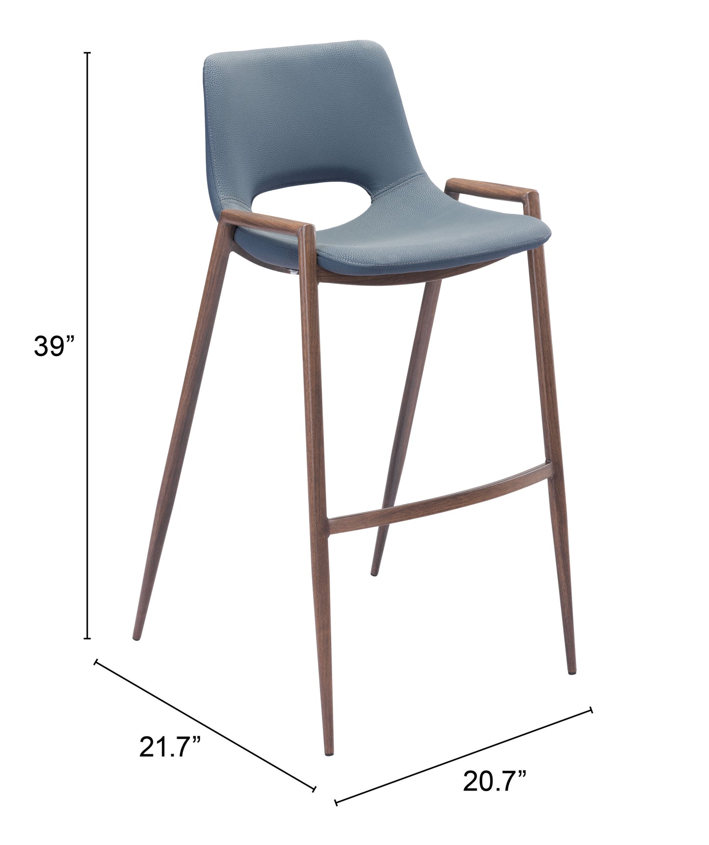 Desi Barstool (Set of 2) Blue & Walnut
