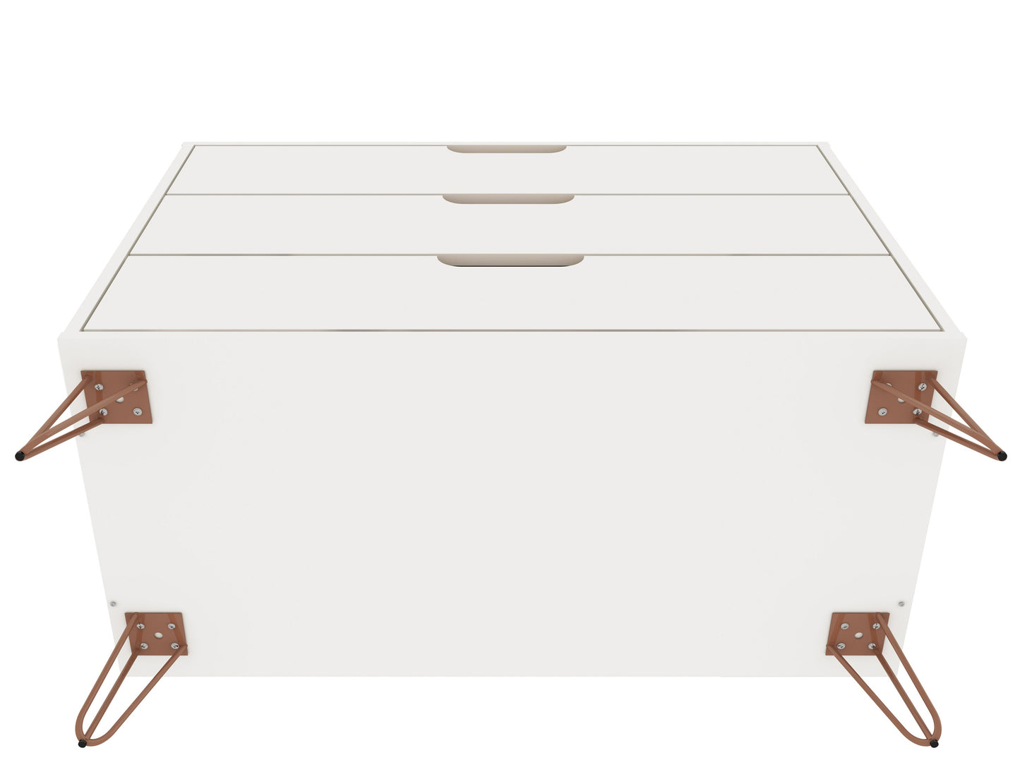 Manhattan Comfort Rockefeller Mid-Century- Modern Dresser with 3-Drawers in White 103GMC1