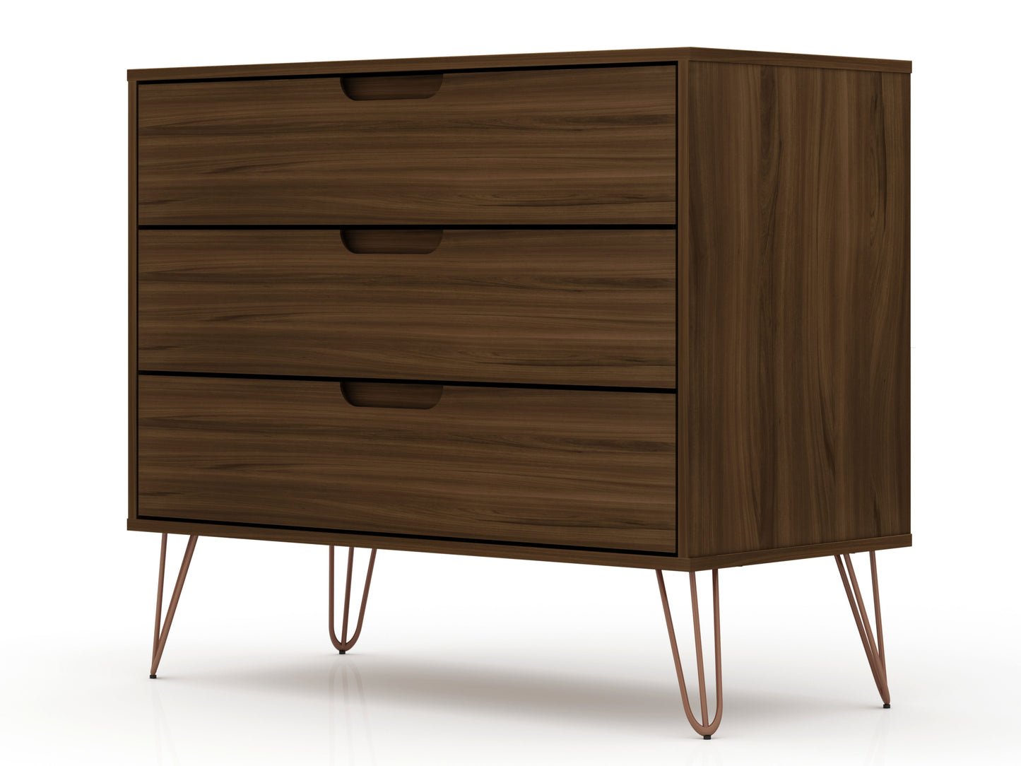 Rockefeller Mid-Century Modern 35" Dresser in Chestnut Brown (3-Drawer) 103GMC5