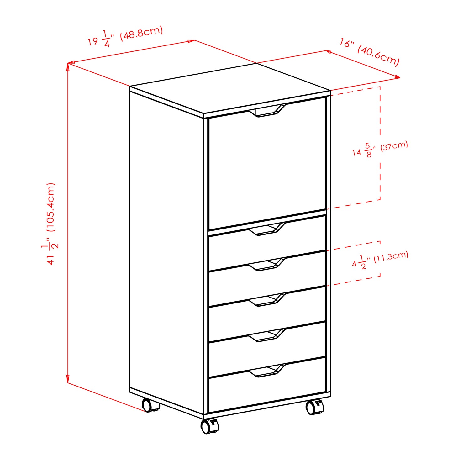 Halifax Tall Storage Cabinet, 5-Drawer, White