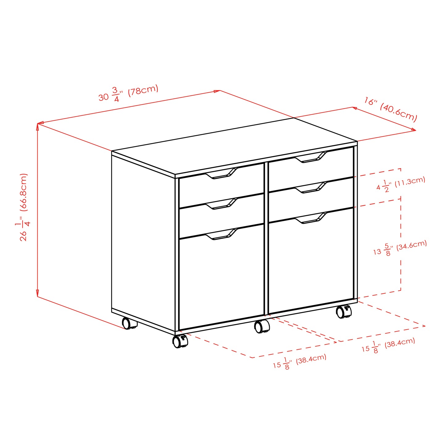 Halifax Wide 2-Door Storage Cabinet, 4-Drawer, White