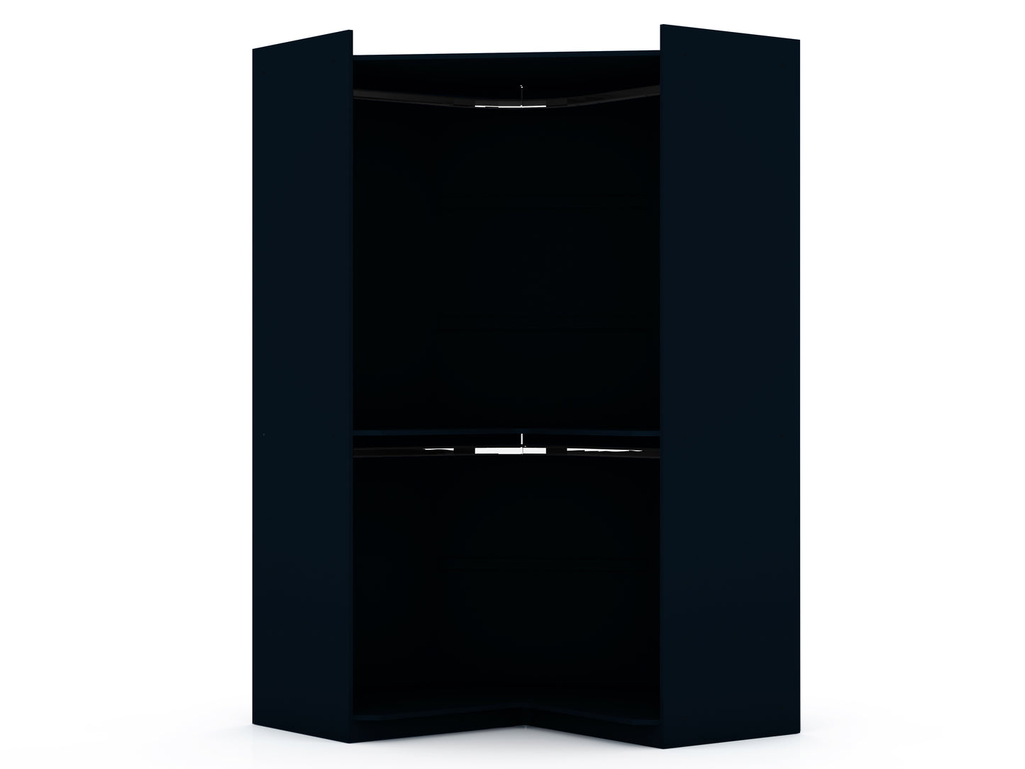 Manhattan Comfort Mulberry 2.0 Modern Corner Wardrobe Closet with 2 Hanging Rods in Tatiana Midnight Blue 115GMC4