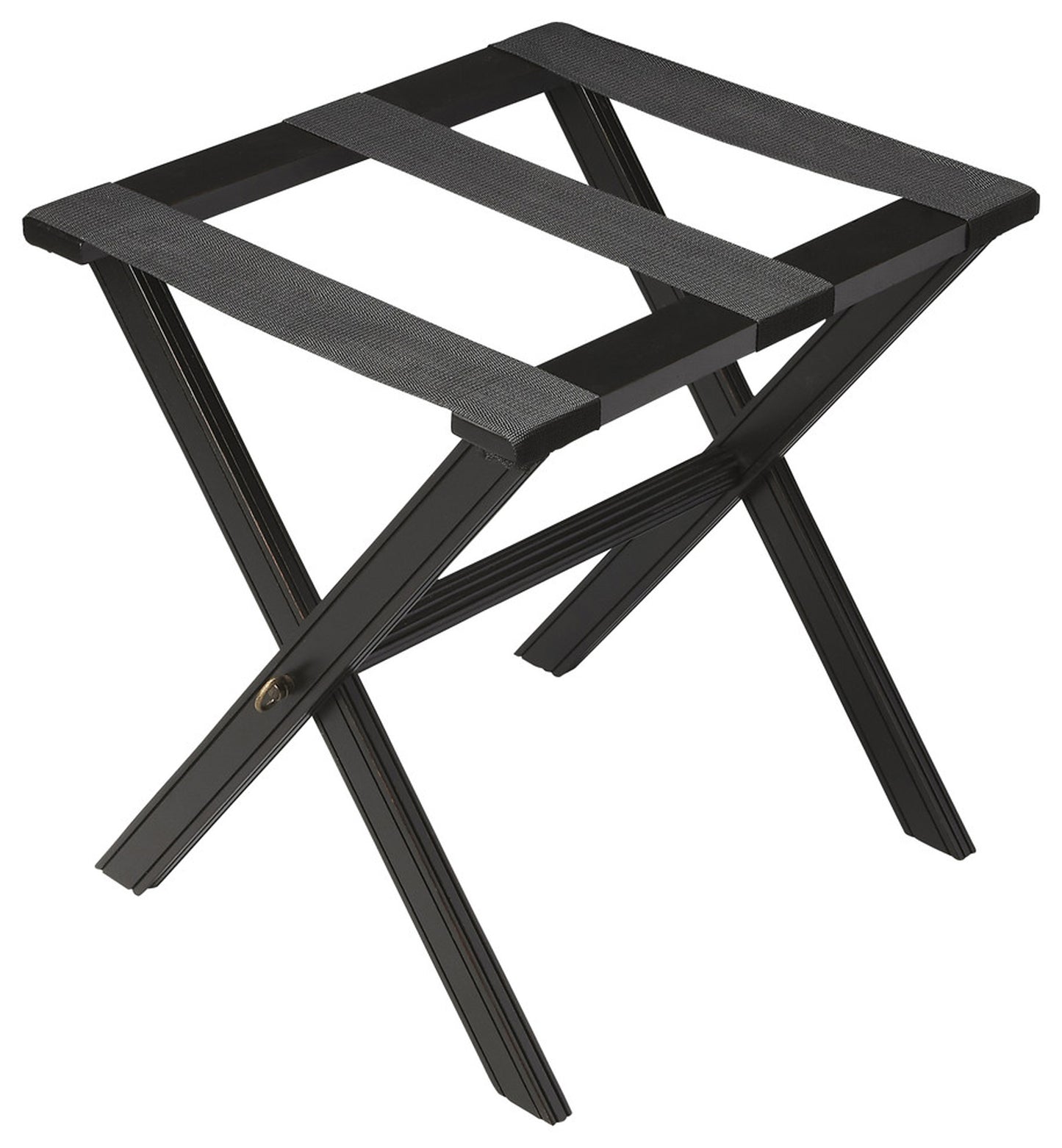 Butler Specialty Company Anthony 25.25 in. W Rectangular Fabric and Wood Folding Luggage Rack, Black