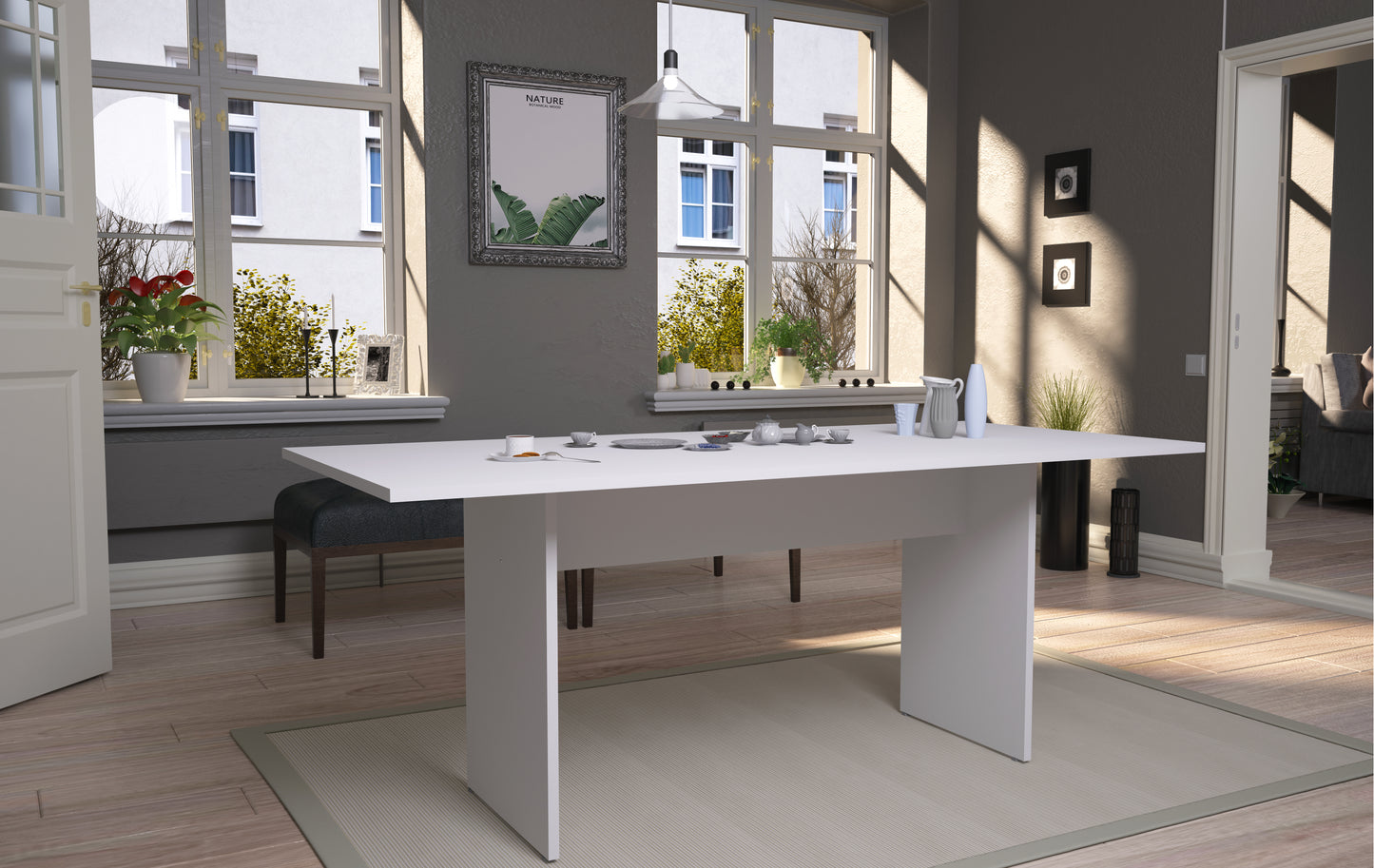 Manhattan Comfort Nomad 67.91 Modern Dining Table in White 122GMC1