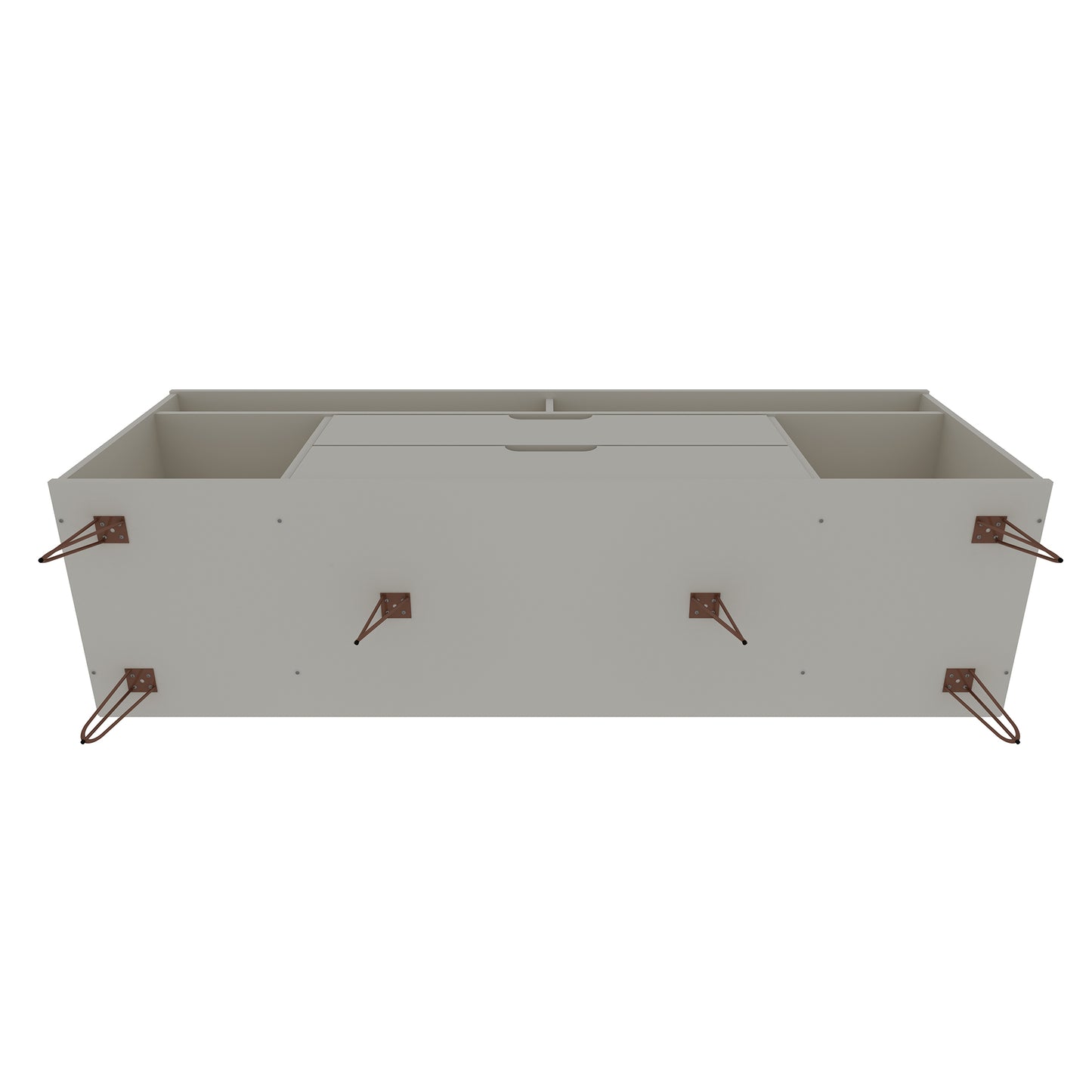 Manhattan Comfort Rockefeller 62.99 TV Stand with Metal Legs and 2 Drawers in Off White 130GMC3