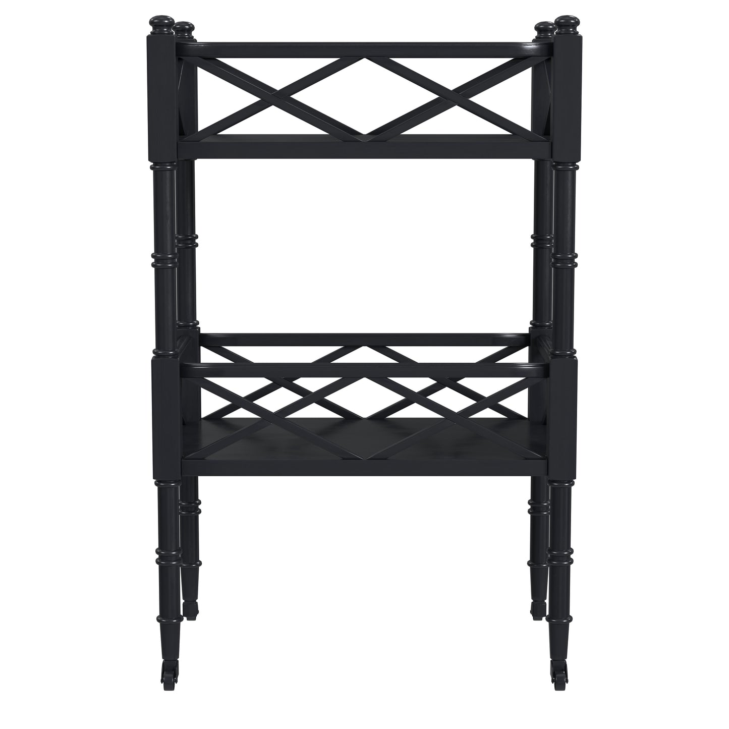 Butler Specialty Company Foster19 in. W Rectangular Wood 2 Tier Bar Cart on Casters, Black