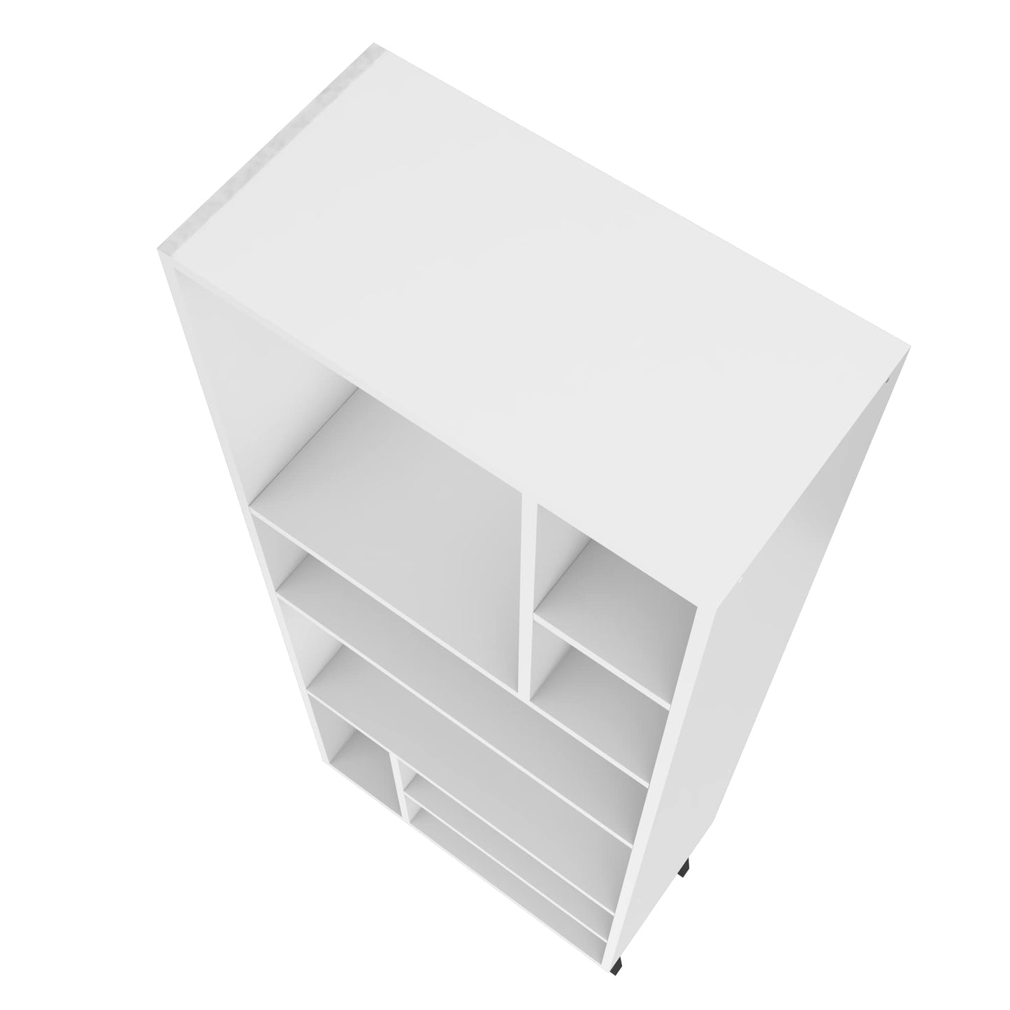 Manhattan Comfort Warren Tall Bookcase 1.0 with 8 Shelves in White with Black Feet 178AMC205