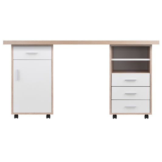 Kenner 3-Pc Modular Desk Set, Reclaimed Wood and White