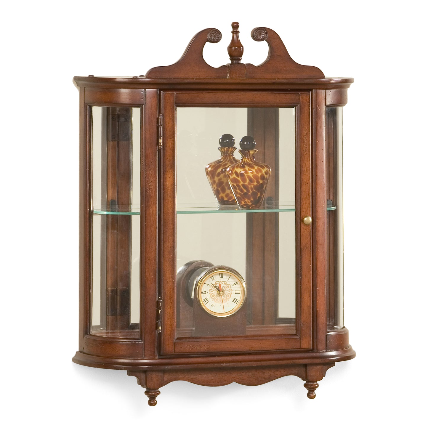 Butler Specialty Company Melinda 21 in. W x 27.5 in. H Wood Traditional 1 Door 2 Glass Shelve Mirrored Back Wall Curio, Dark Brown