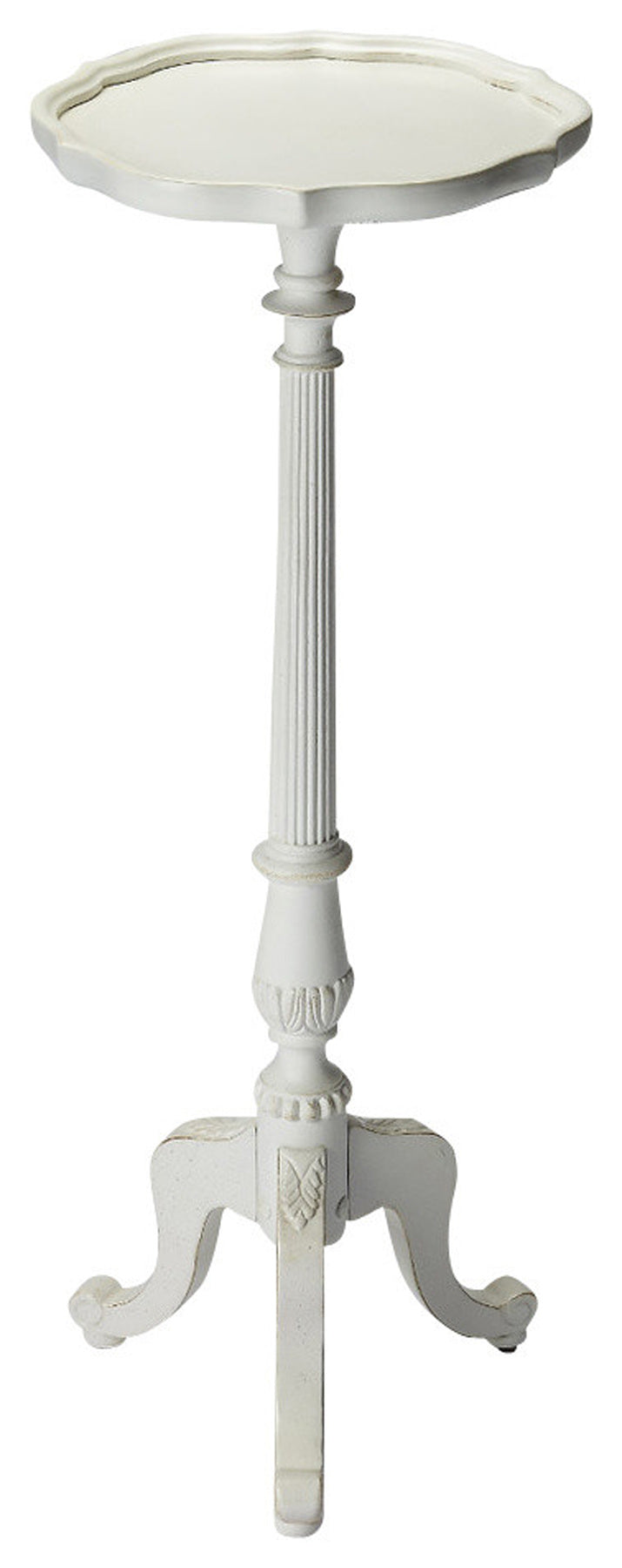 Butler Specialty Company Chatsworth 13.75 in. W x 36.5 in. H Round Wood Scalloped Edge 3 Leg Pedestal Plant Stand, White