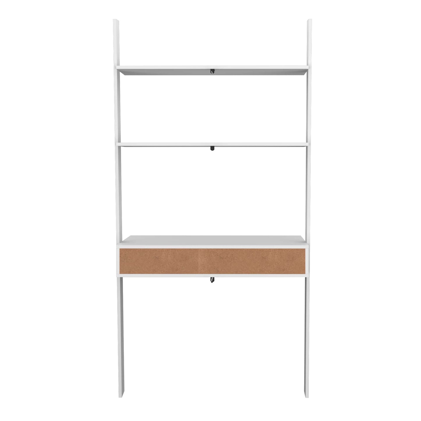 Manhattan Comfort Cooper Ladder Desk with 2 Floating Shelves in White 193AMC6