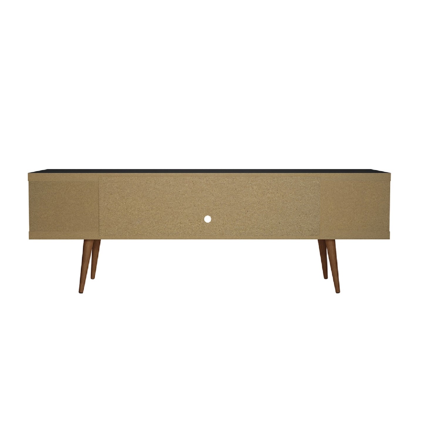 Manhattan Comfort Utopia 70.47" TV Stand with Splayed Wooden Legs and 4 Shelves in Black 19753