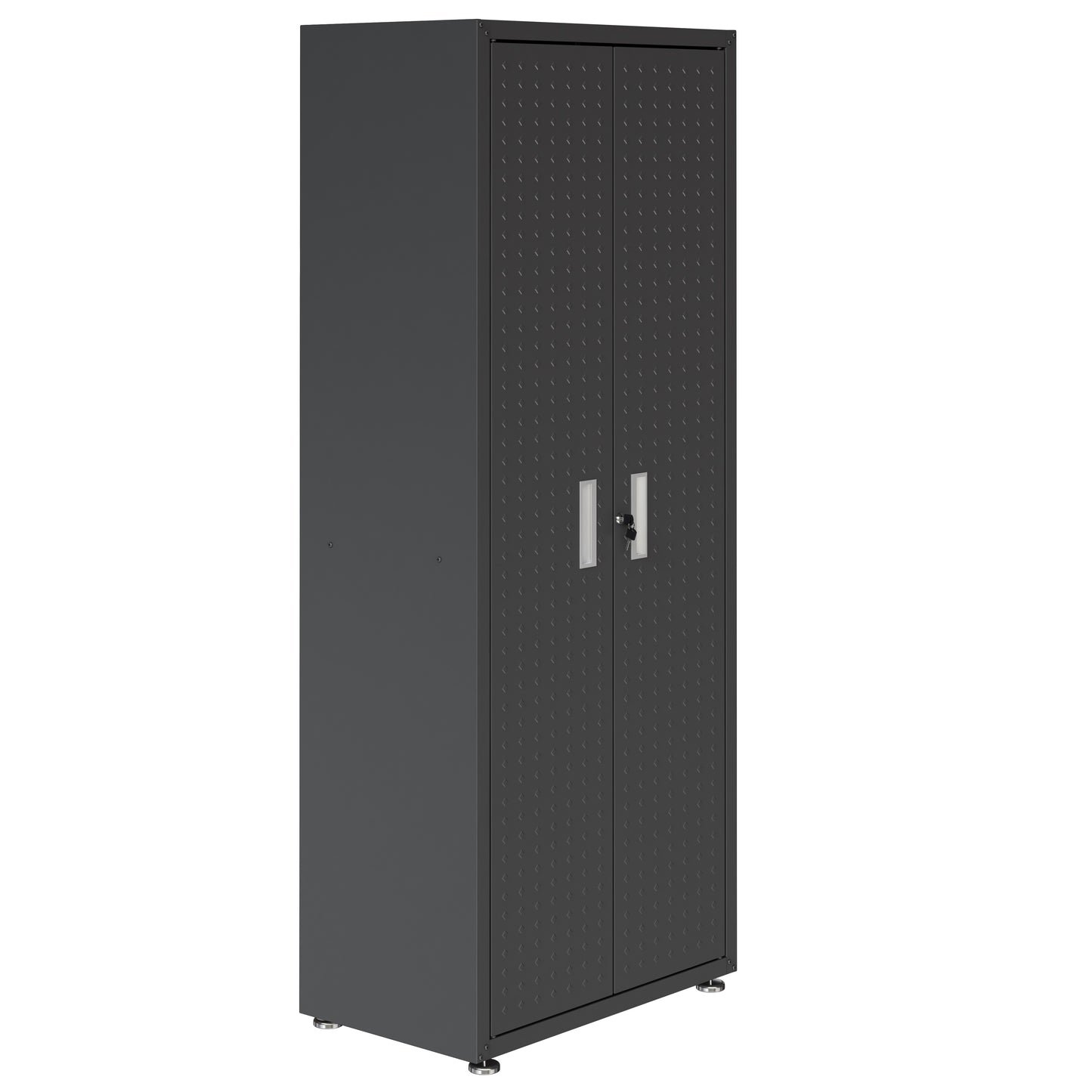 Manhattan Comfort Fortress Textured Metal 75.4" Garage Cabinet with 4 Adjustable Shelves in Charcoal Grey 1GMCF-CH