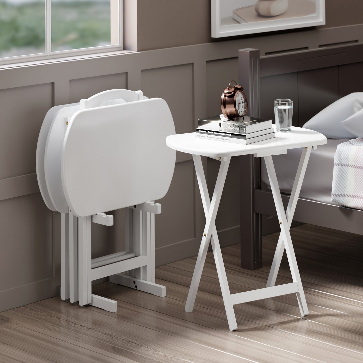 Corbett 5-Pc Oversized Snack Table Set, White