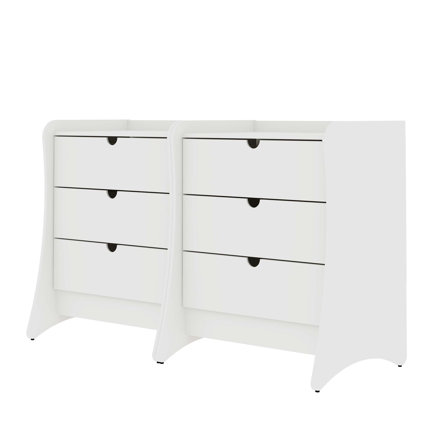 Manhattan Comfort Coney Mid-Century Modern 3-Drawer Dresser in White (Set of 2) 2-182GMC1