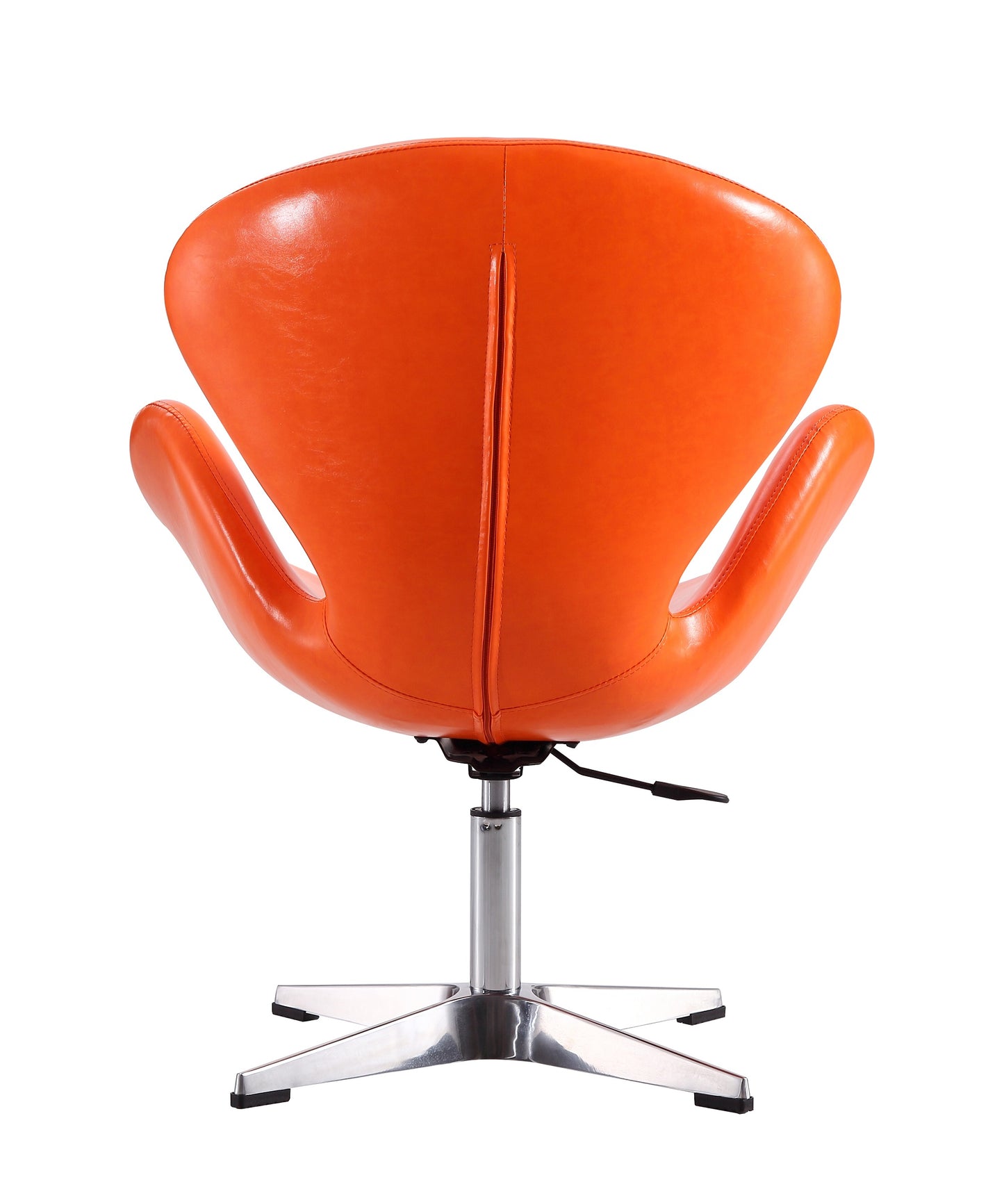 Manhattan Comfort Raspberry Tangerine and Polished Chrome Faux Leather Adjustable Swivel Chair (Set of 2) 2-AC038-TR