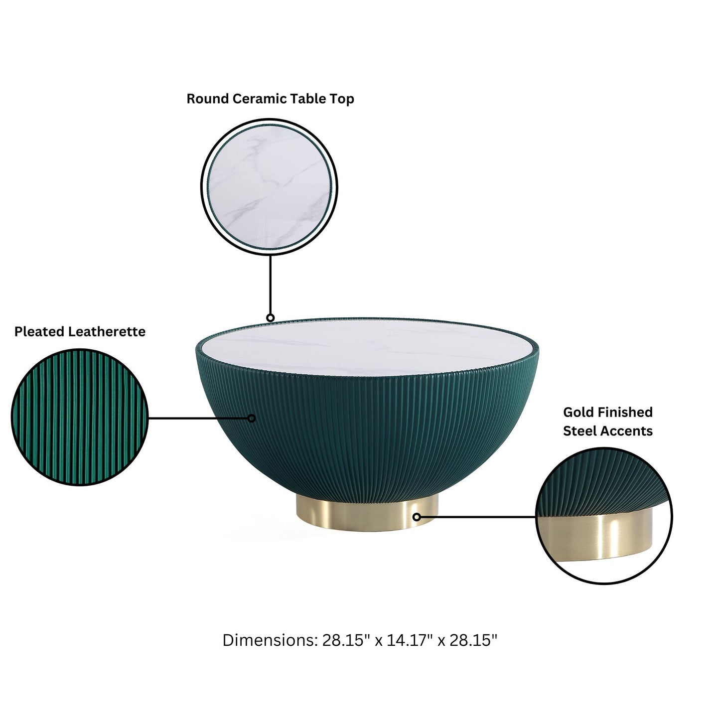 Anderson Modern 2-Piece Coffee Table & End Table Set in Green 2-AT02-GR