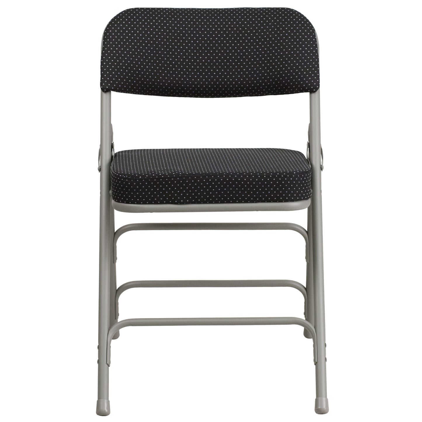 2 Pack HERCULES Series Premium Curved Triple Braced & Double Hinged Black Pin-Dot Fabric Metal Folding Chair Black