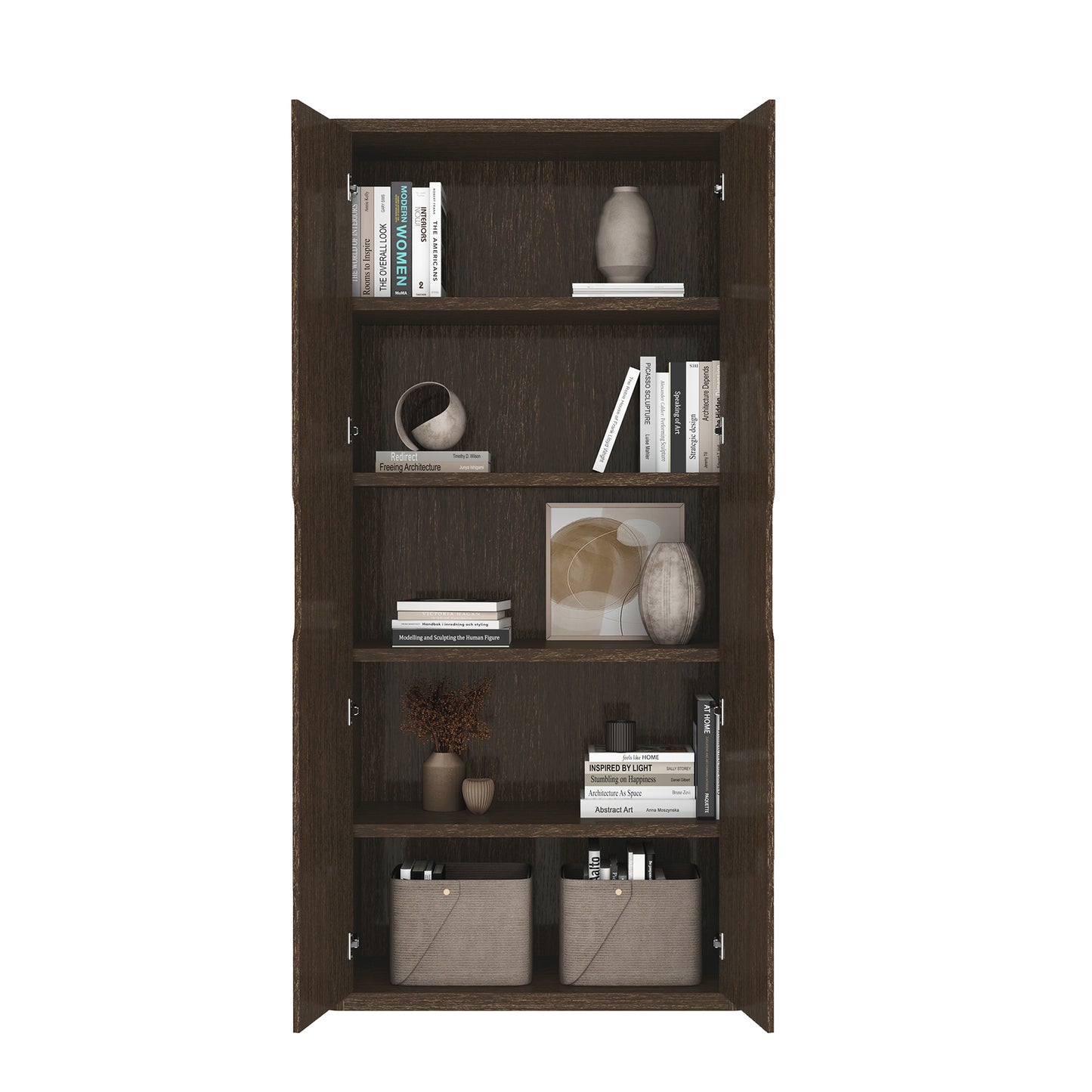 Rivington Modern 38" Bookcase Cabinet in Walnut - Set of 2 2-BC004-BR