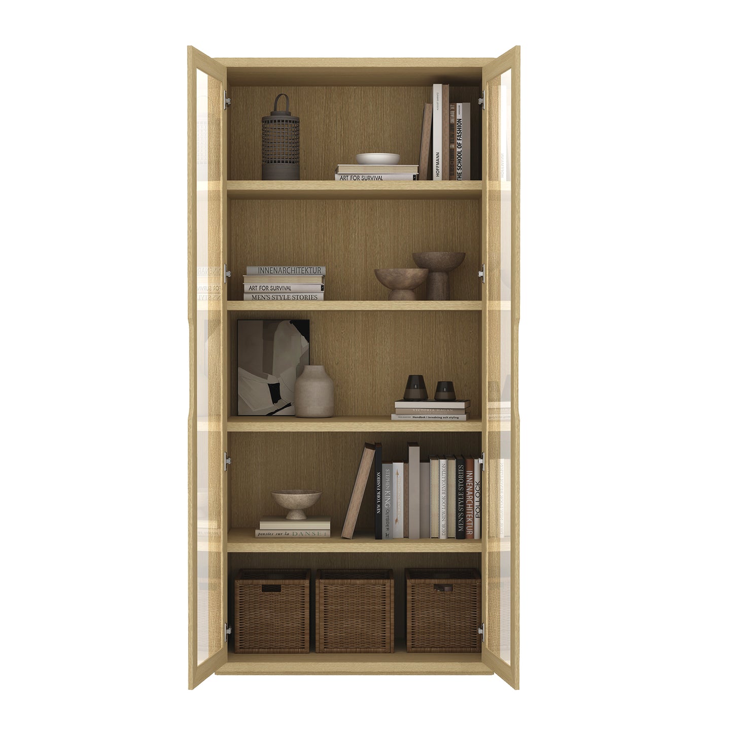 Rivington Modern 38" Bookcase Cabinet in Natural Oak - Set of 2 2-BC005-NA