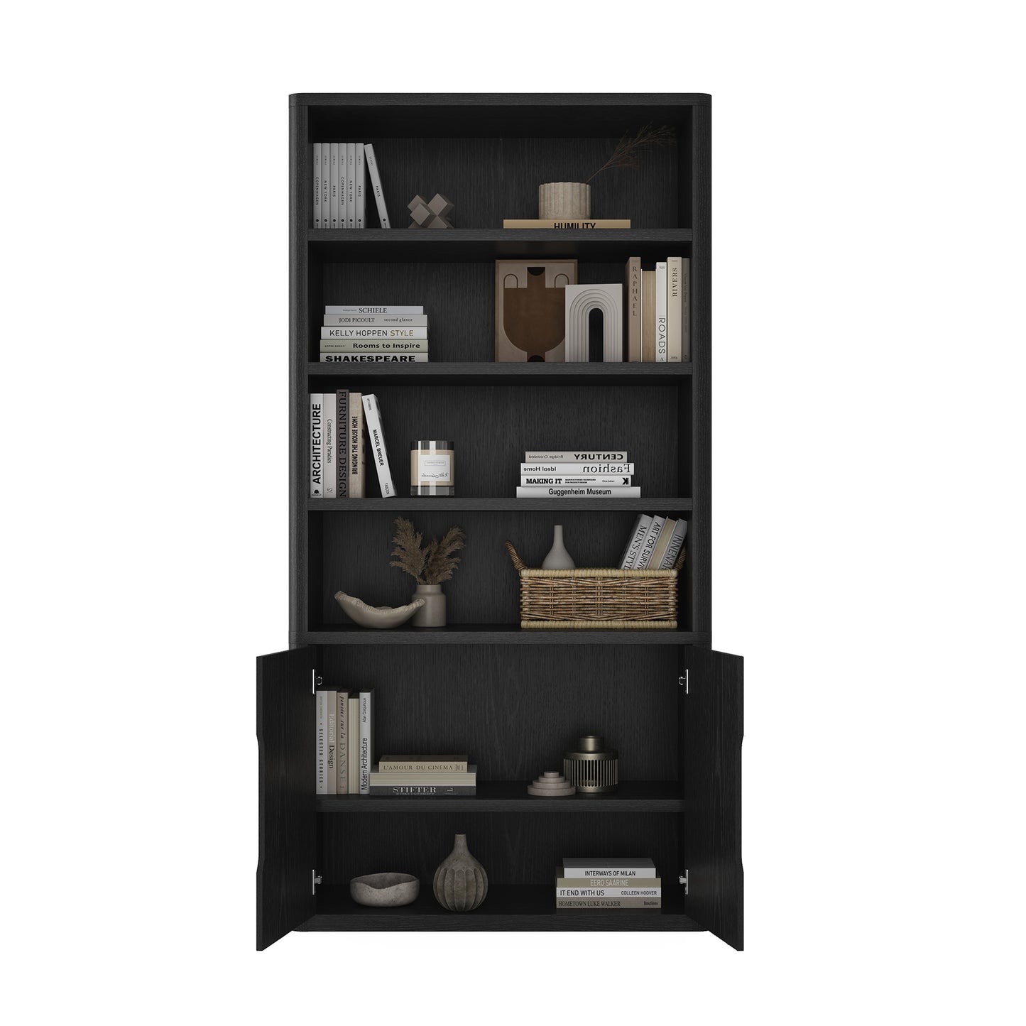 Rivington Modern 40" Bookcase Cabinet in Black - Set of 2 2-BC006-BK