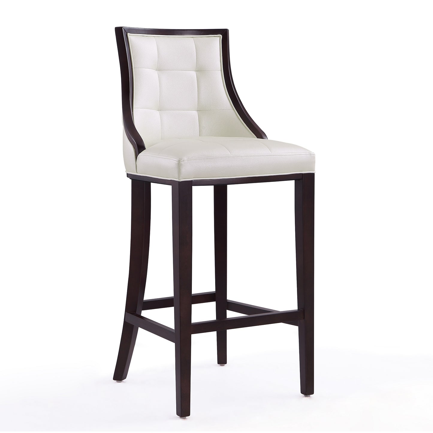 Manhattan Comfort Fifth Avenue 45 in. Pearl White and Walnut Beech Wood Bar Stool (Set of 2) 2-BS007-PW