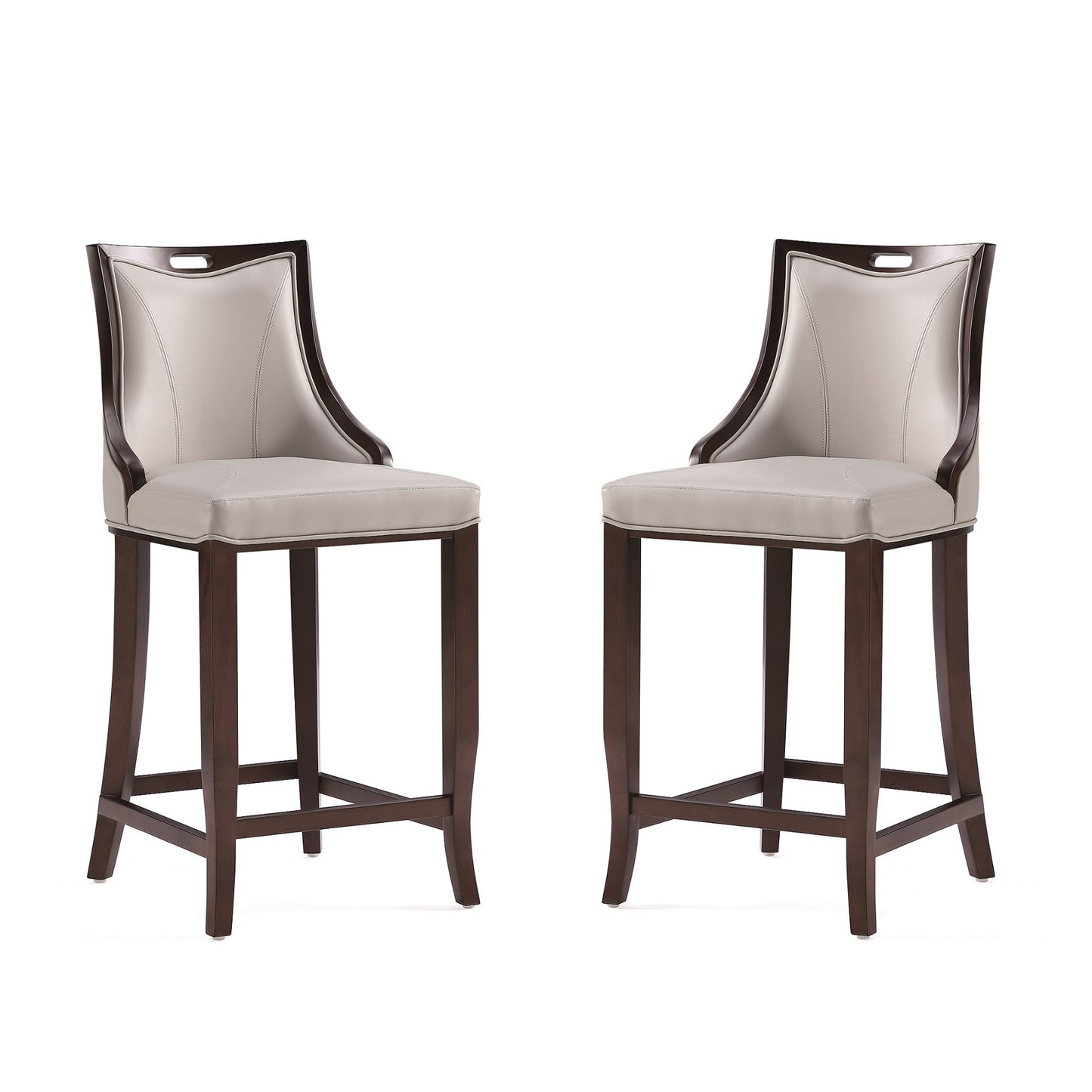 Manhattan Comfort Emperor Faux Leather Barstool in Light Grey (Set of 2) 2-BS008-LG