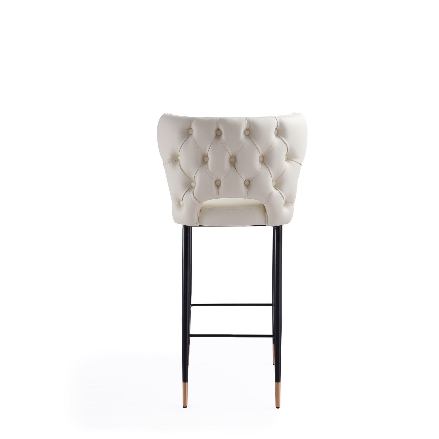 Manhattan Comfort Holguin 41.34 in. Cream, Black and Gold Wooden Barstool (Set of 2) 2-BS011-CR