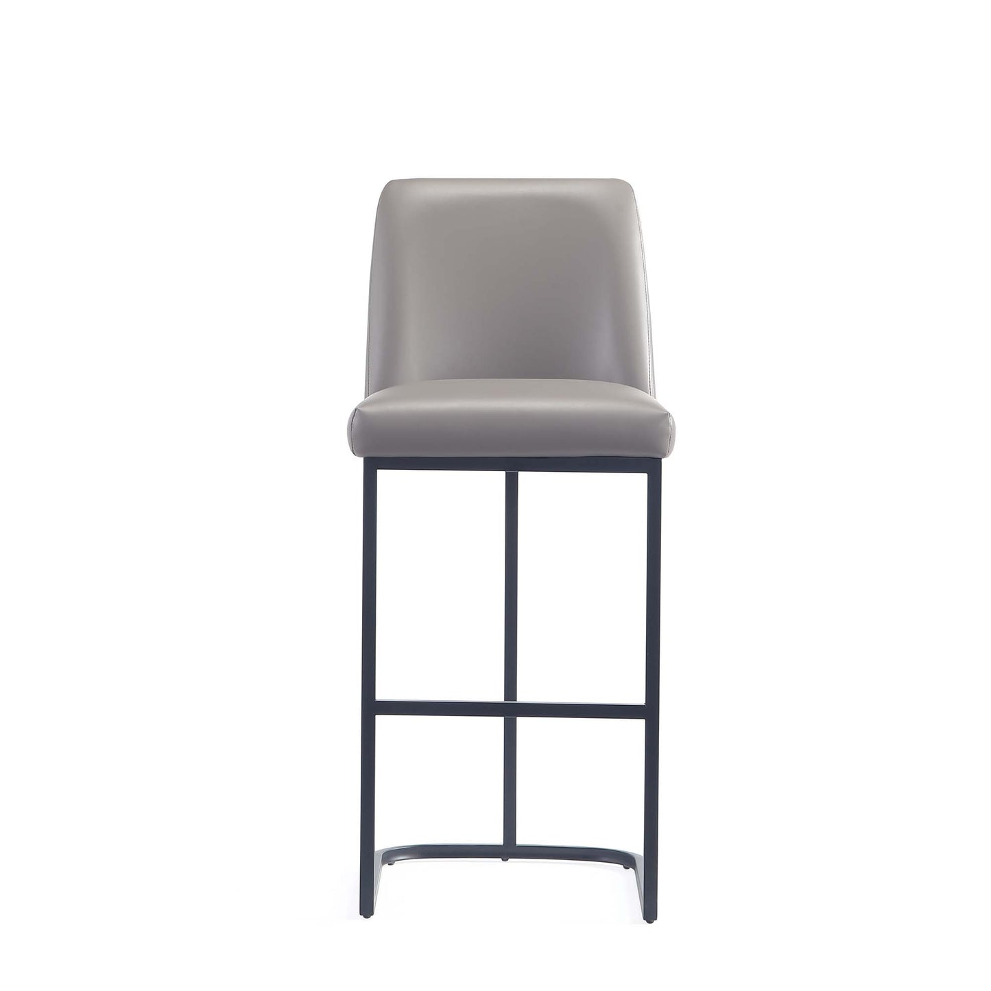 Manhattan Comfort Serena Modern Leatherette Upholstered Barstool in Grey - Set of 2 2-BS020-GY