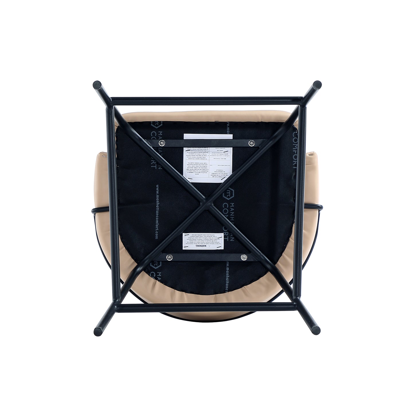Gracie Modern Metal Upholstered Barstool in Tan and Black - Set of 2 2-BS022-BTN