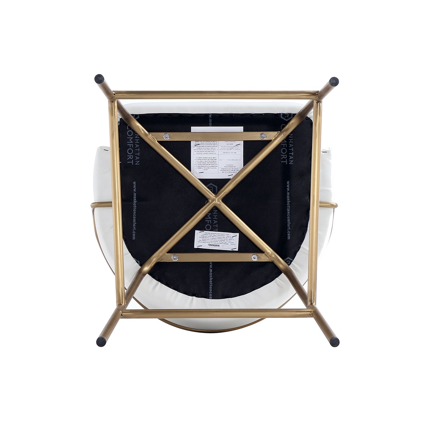 Gracie Modern Metal Upholstered Barstool in White and Gold - Set of 2 2-BS022-GWH
