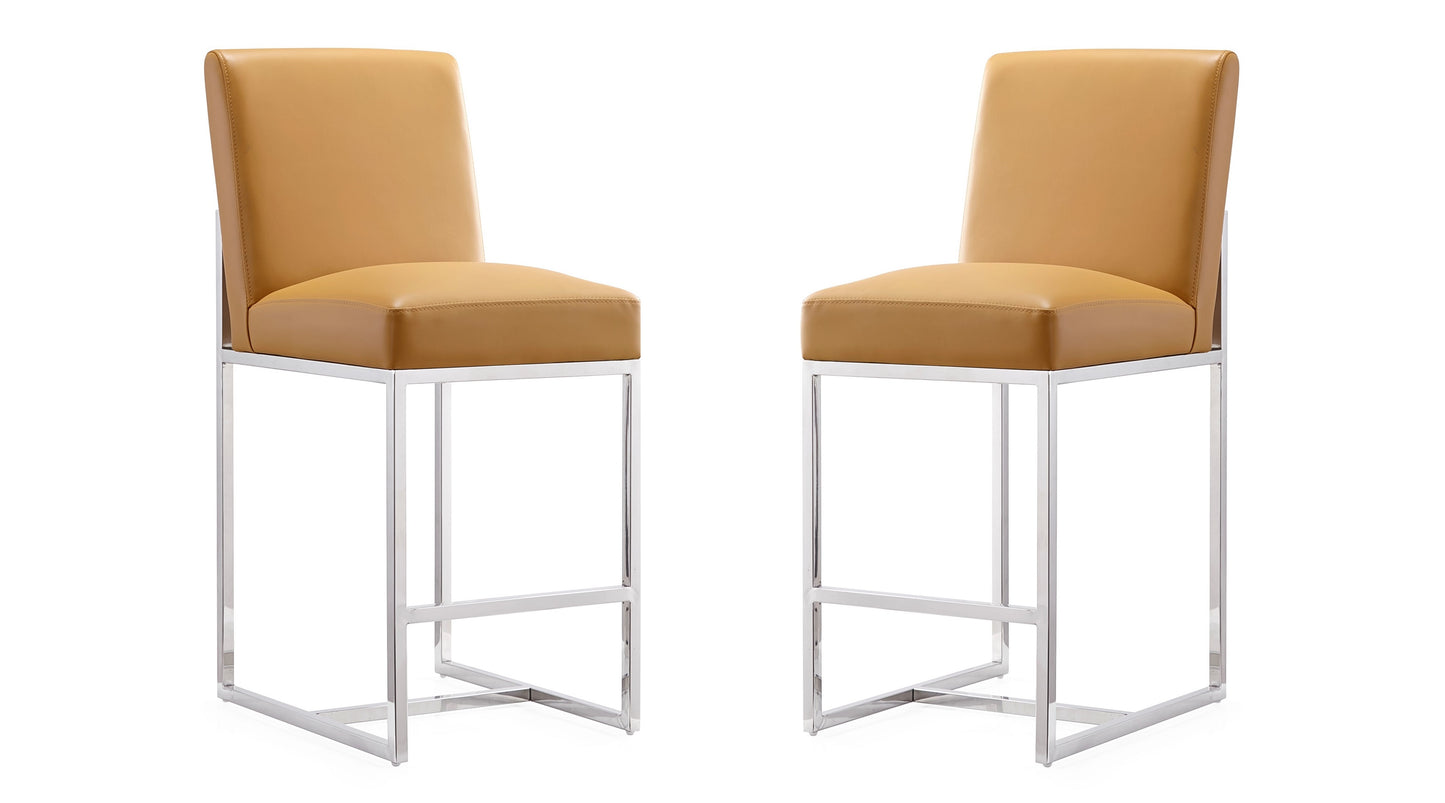 Element Modern Metal Upholstered Counter Stool in Camel - Set of 2 2-CS003-CL