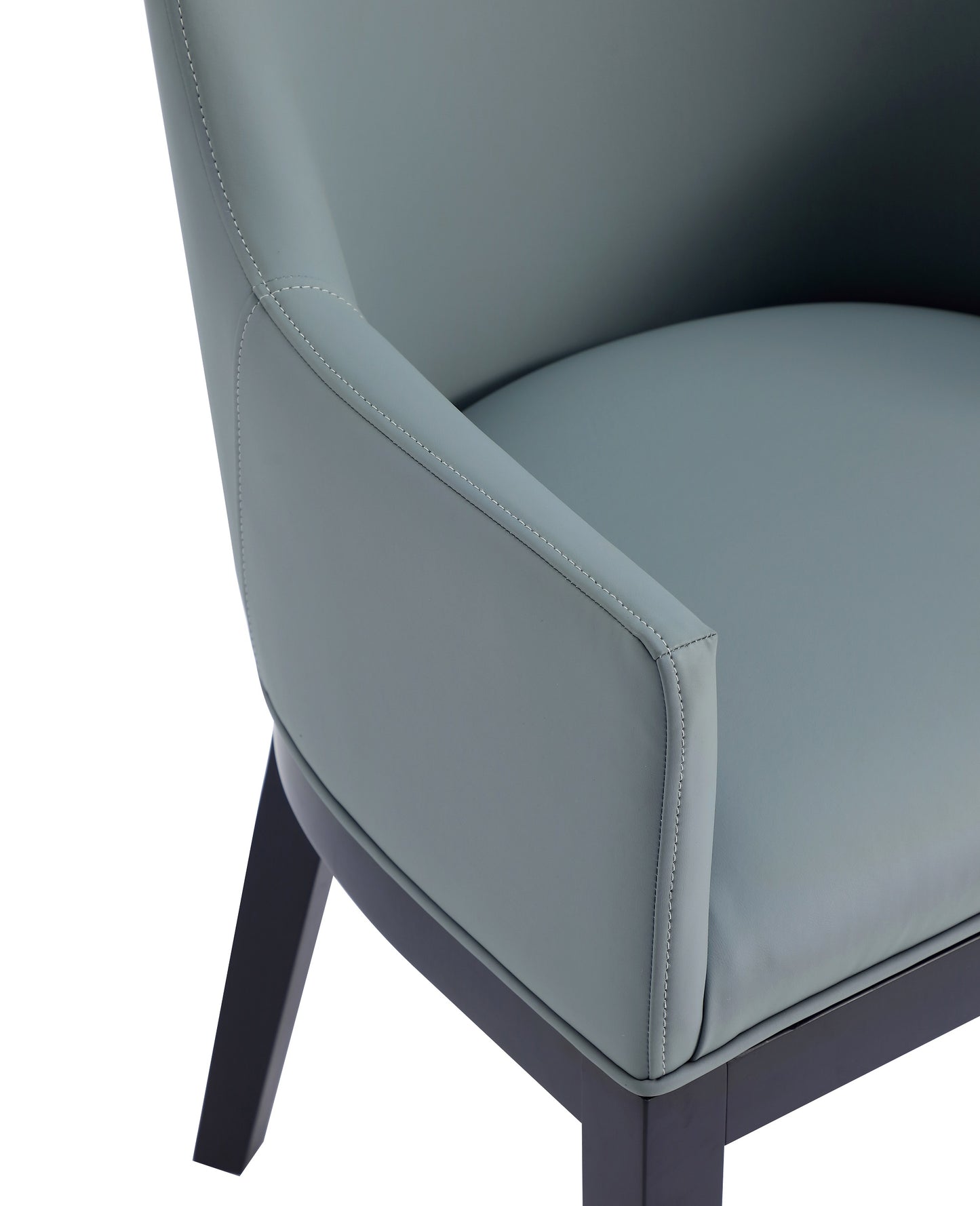 Gansevoort Modern Wood Vegan Leather Armchair in Pewter - Set of 2 2-DC051AR-PT