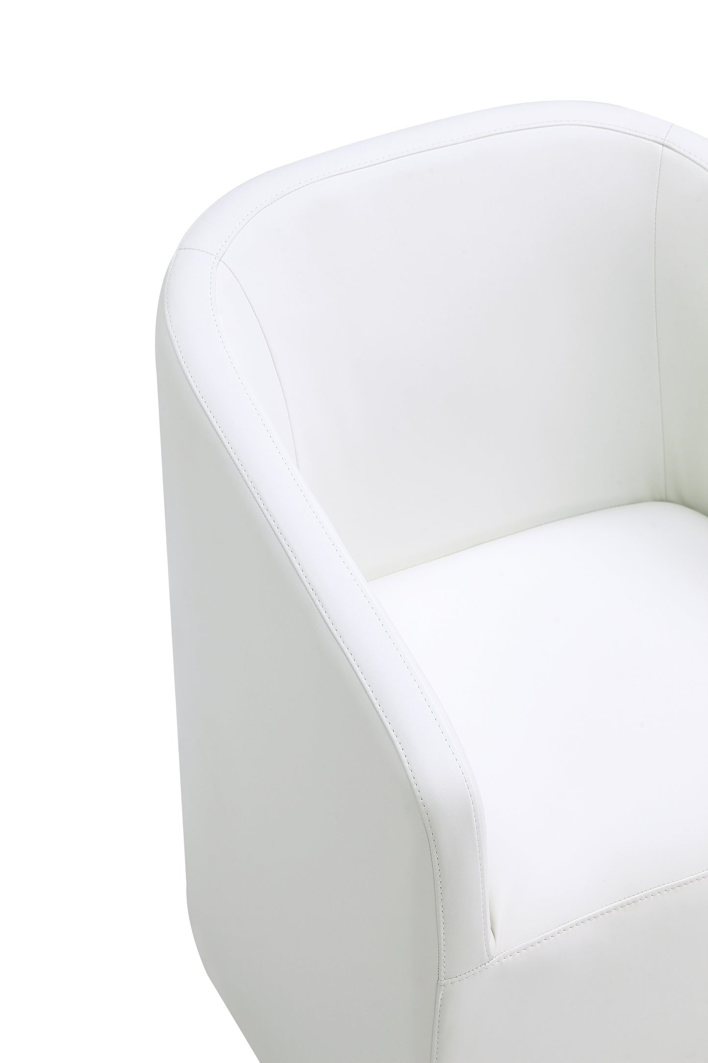 Anna Round Modern Vegan Leather Armchair in White - Set of 2 2-DC059AR-CR