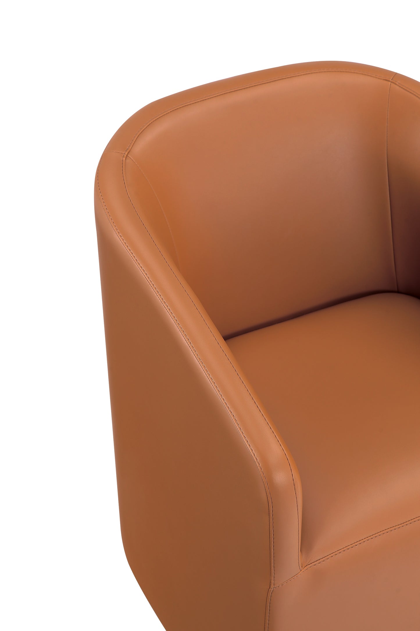 Anna Round Modern Vegan Leather Armchair in Saddle Brown - Set of 2 2-DC059AR-SA