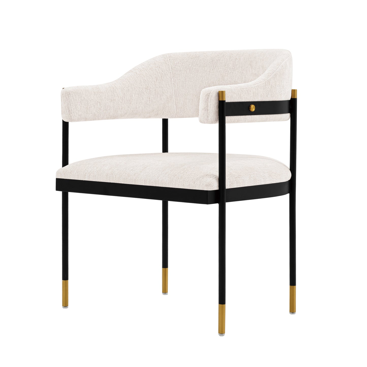 Lia Modern Metal Chenille Armchair in Cream - Set of 2 2-DC074-CR