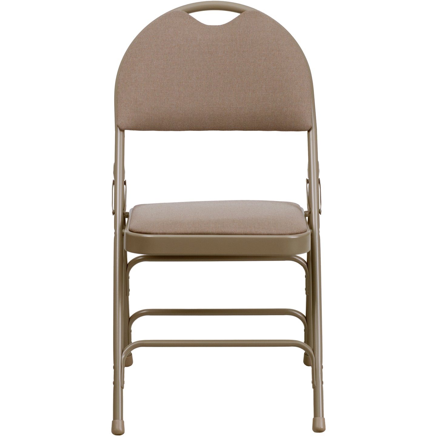 2 Pack HERCULES Series Ultra-Premium Triple Braced Beige Fabric Metal Folding Chair with Easy-Carry Handle Beige Fabric/Beige Frame