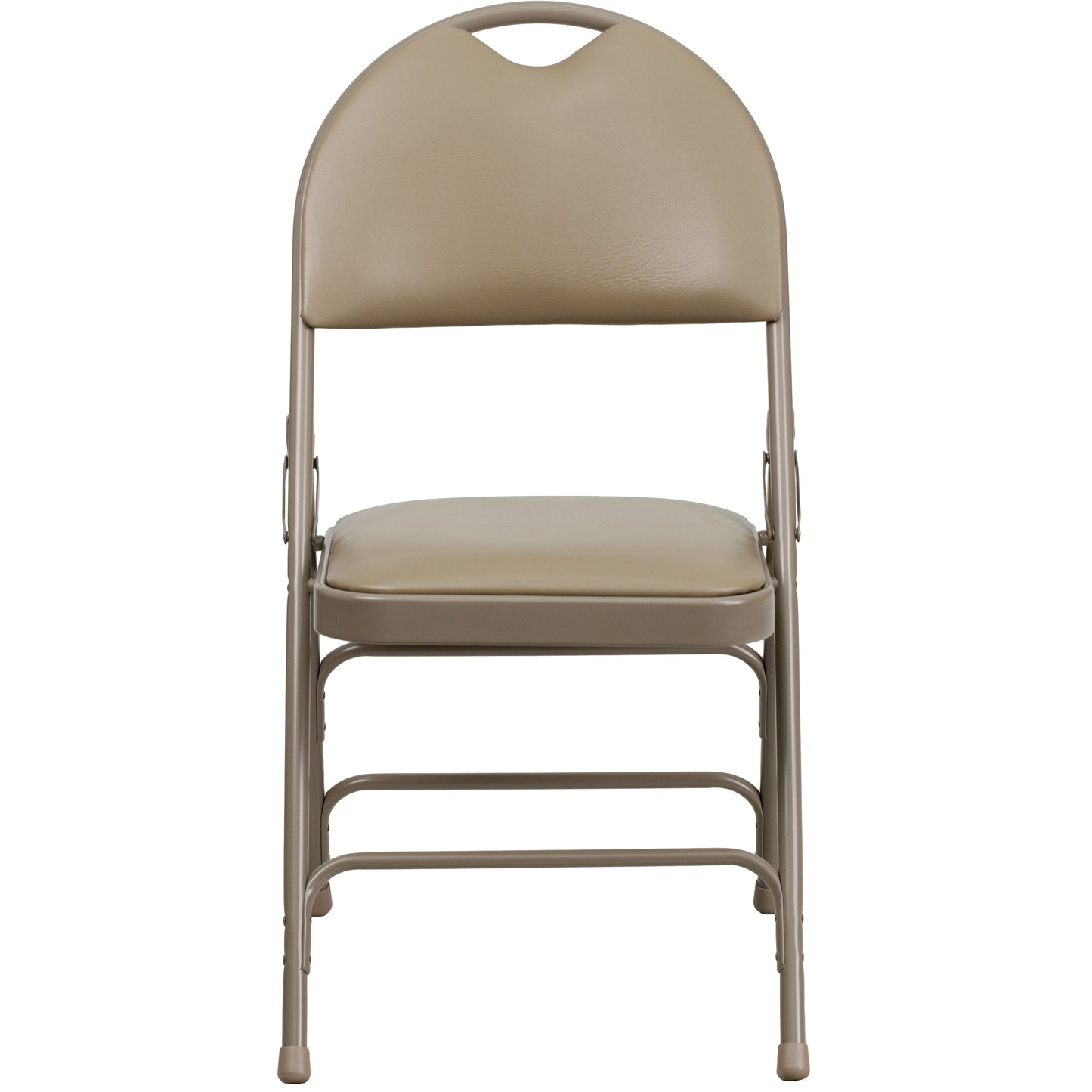 2 Pack HERCULES Series Ultra-Premium Triple Braced Beige Vinyl Metal Folding Chair with Easy-Carry Handle Beige Vinyl/Beige Frame