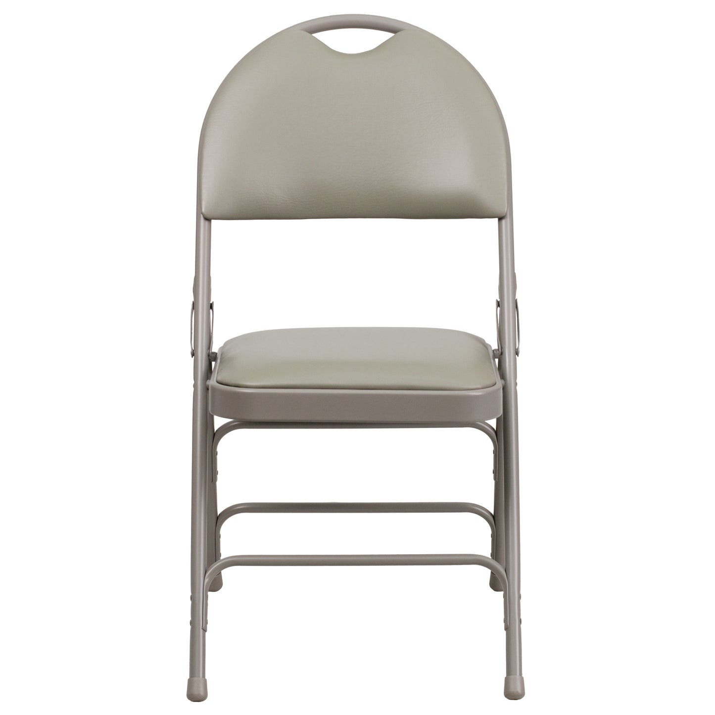 2 Pack HERCULES Series Ultra-Premium Triple Braced Gray Vinyl Metal Folding Chair with Easy-Carry Handle Gray Vinyl/Gray Frame