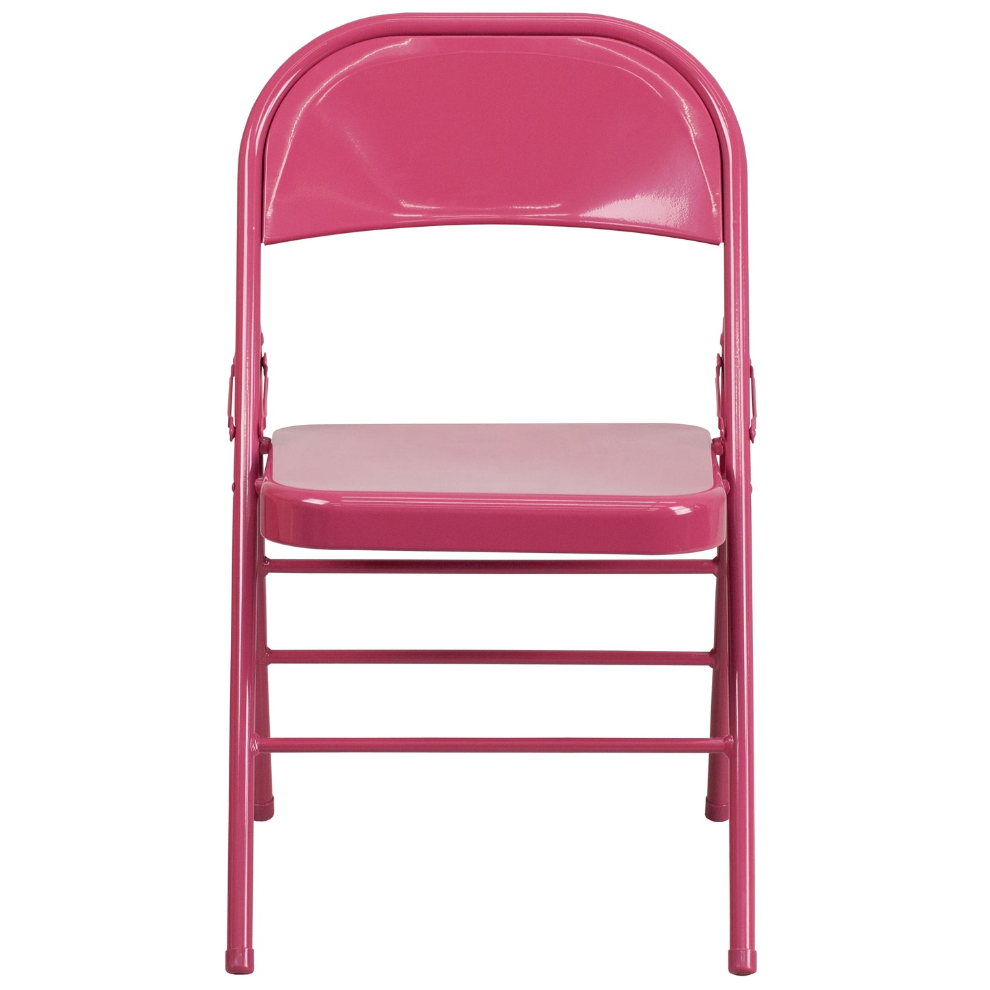 2 Pack HERCULES COLORBURST Series Shockingly Fuchsia Triple Braced & Double Hinged Metal Folding Chair Shockingly Fuchsia 2-HF3-FUCHSIA-GG