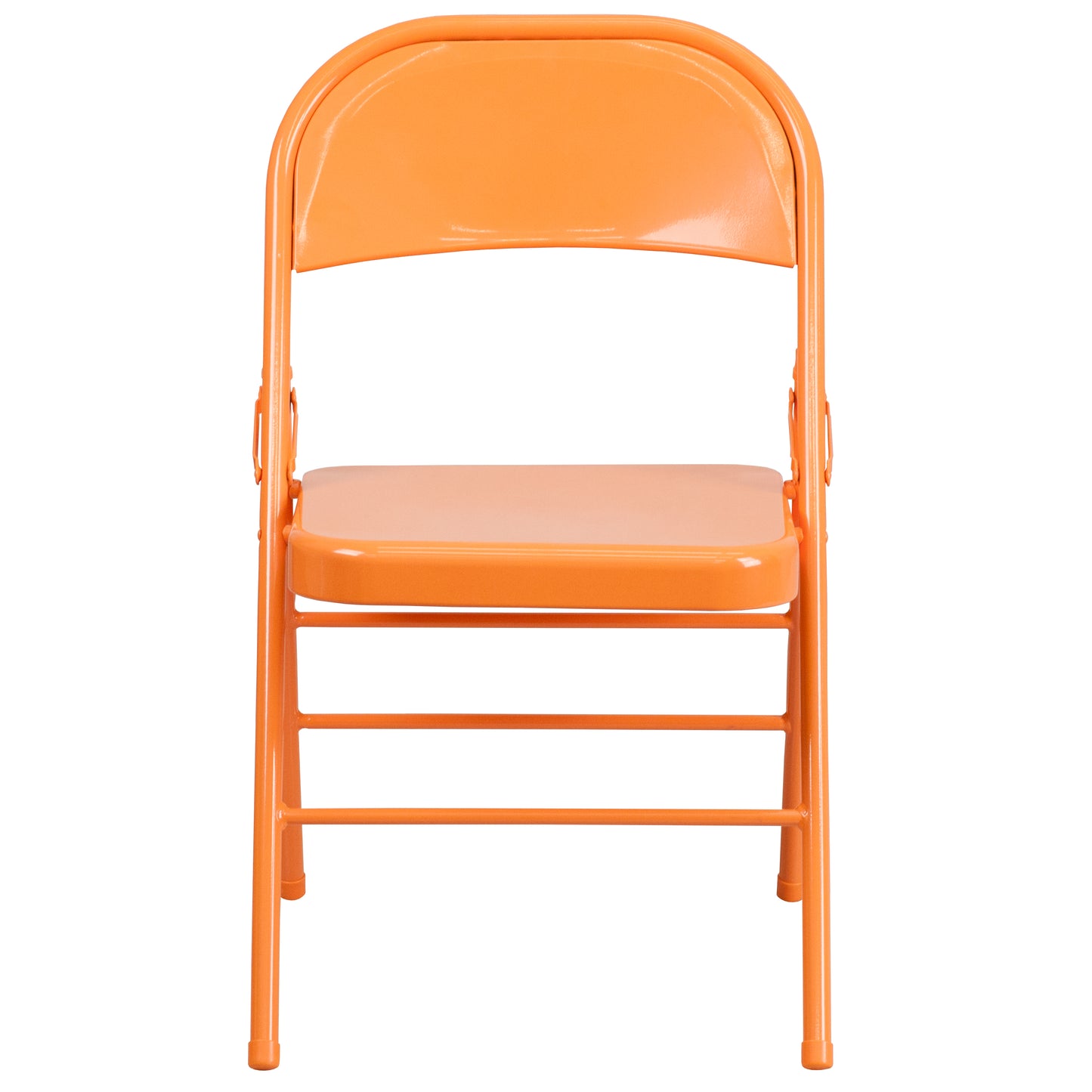 2 Pack HERCULES COLORBURST Series Orange Marmalade Triple Braced & Double Hinged Metal Folding Chair Orange Marmalade 2-HF3-ORANGE-GG