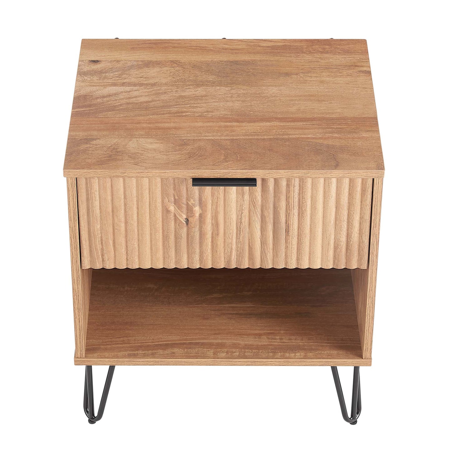 Dumbo Modern 20" Fluted Nightstand in Golden Brown (1-Drawer) - Set of 2 2-NS001-GB