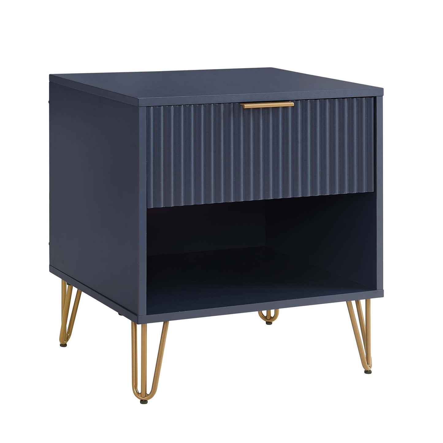 Dumbo Modern 20" Fluted Nightstand in Midnight Blue (1-Drawer) - Set of 2 2-NS001-MB