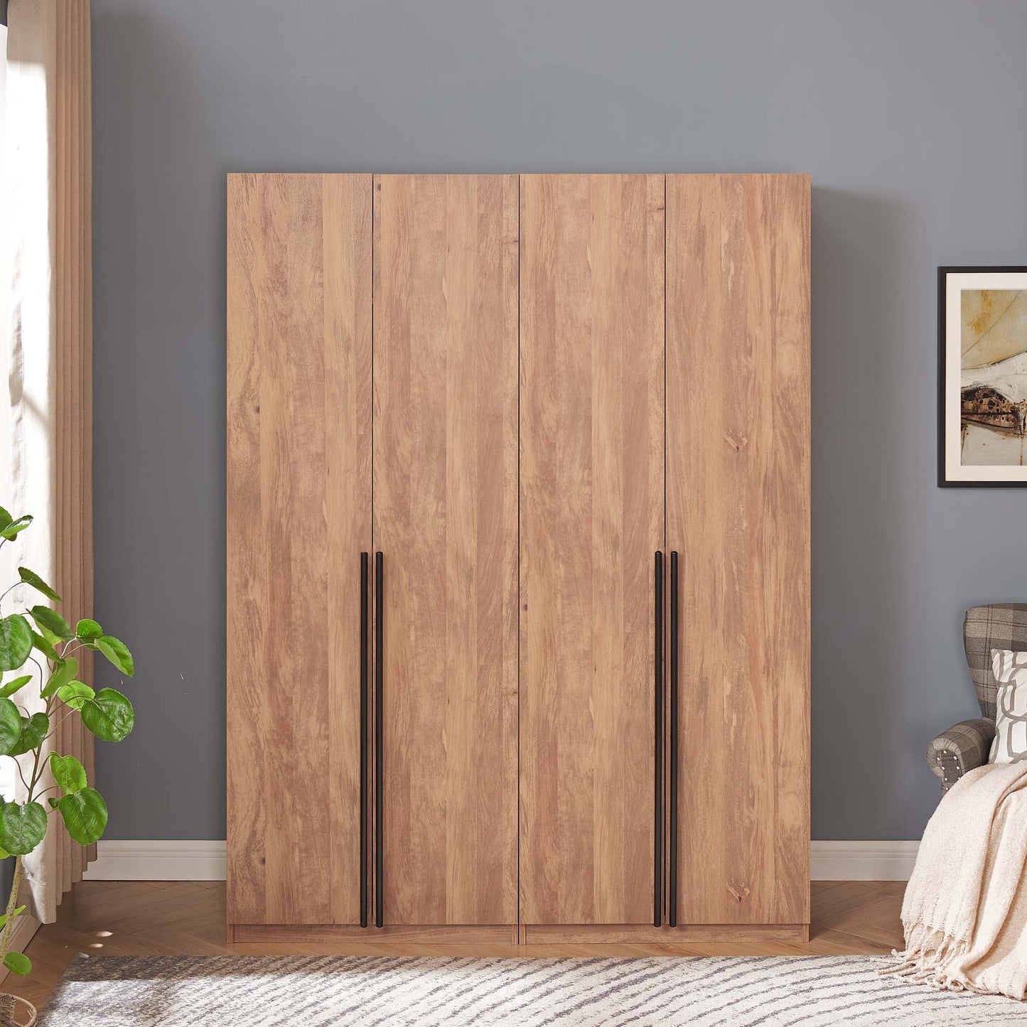 Lee Modern 2-Piece Wardrobe Closet in Golden Brown 2-WC0023-GB