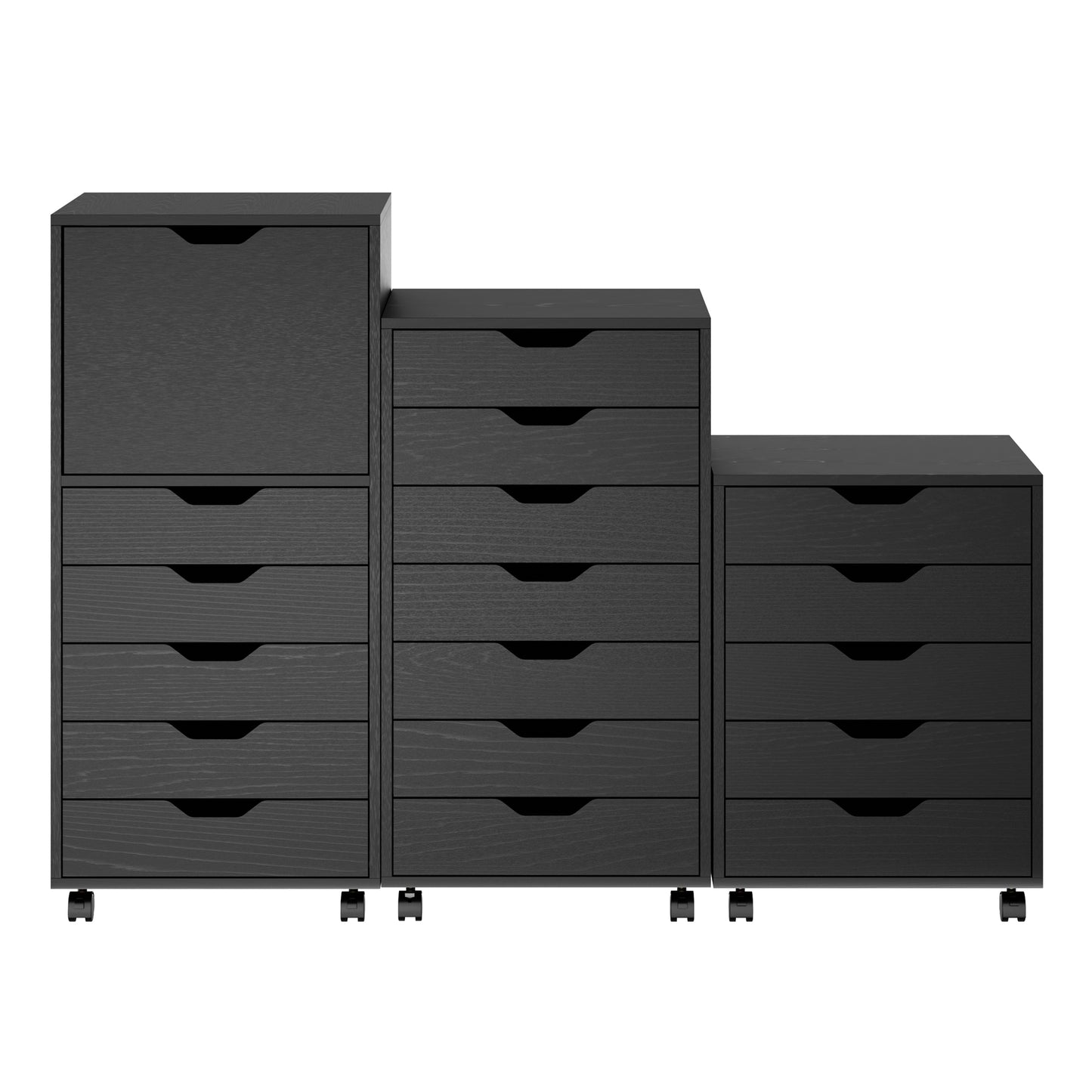 Halifax 3-Pc Multi-Drawer Storage Cabinet Set, Black