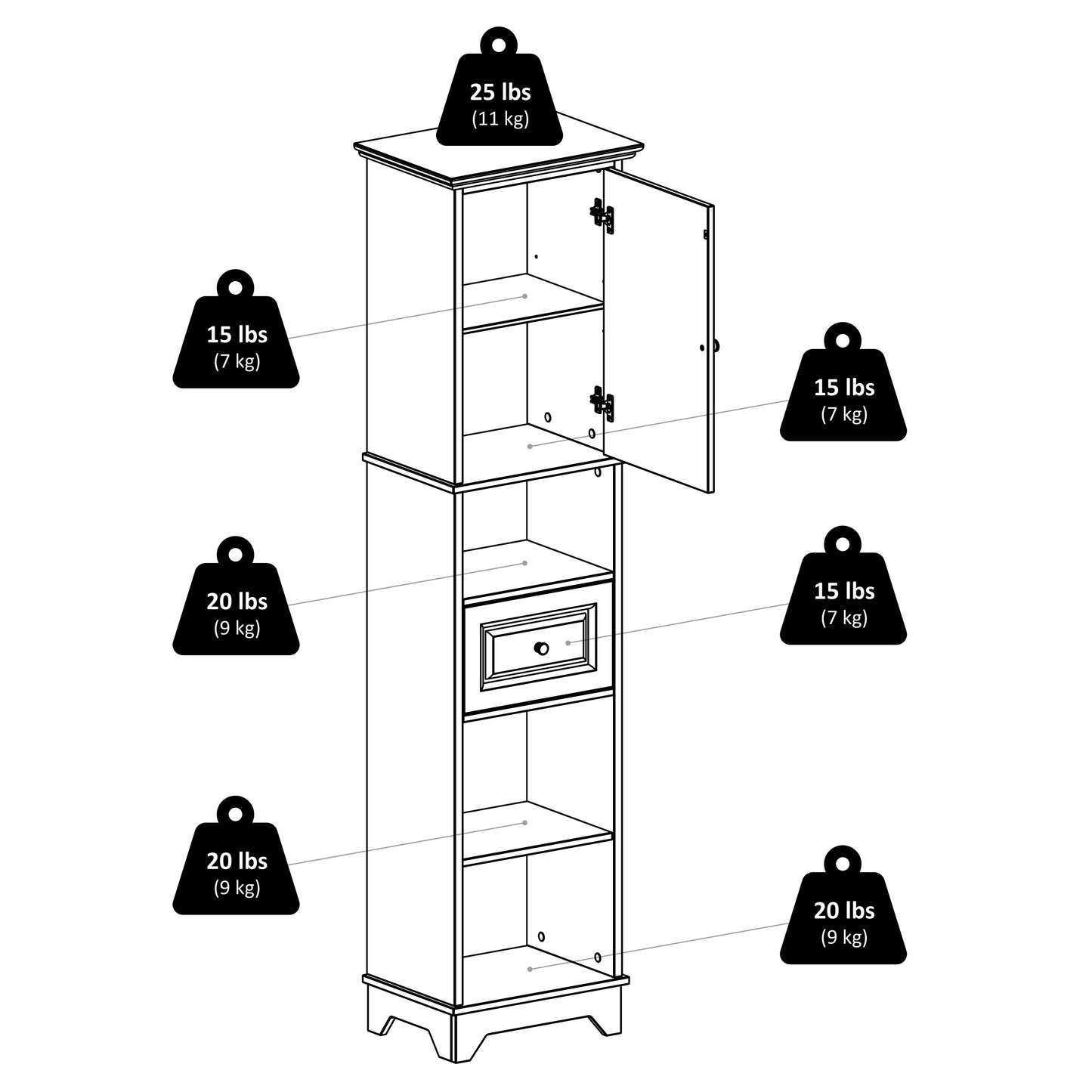 Wyatt 3-Pc Storage Cabinet with 2 Foldable Corn Husk Baskets, Black and Chocolate