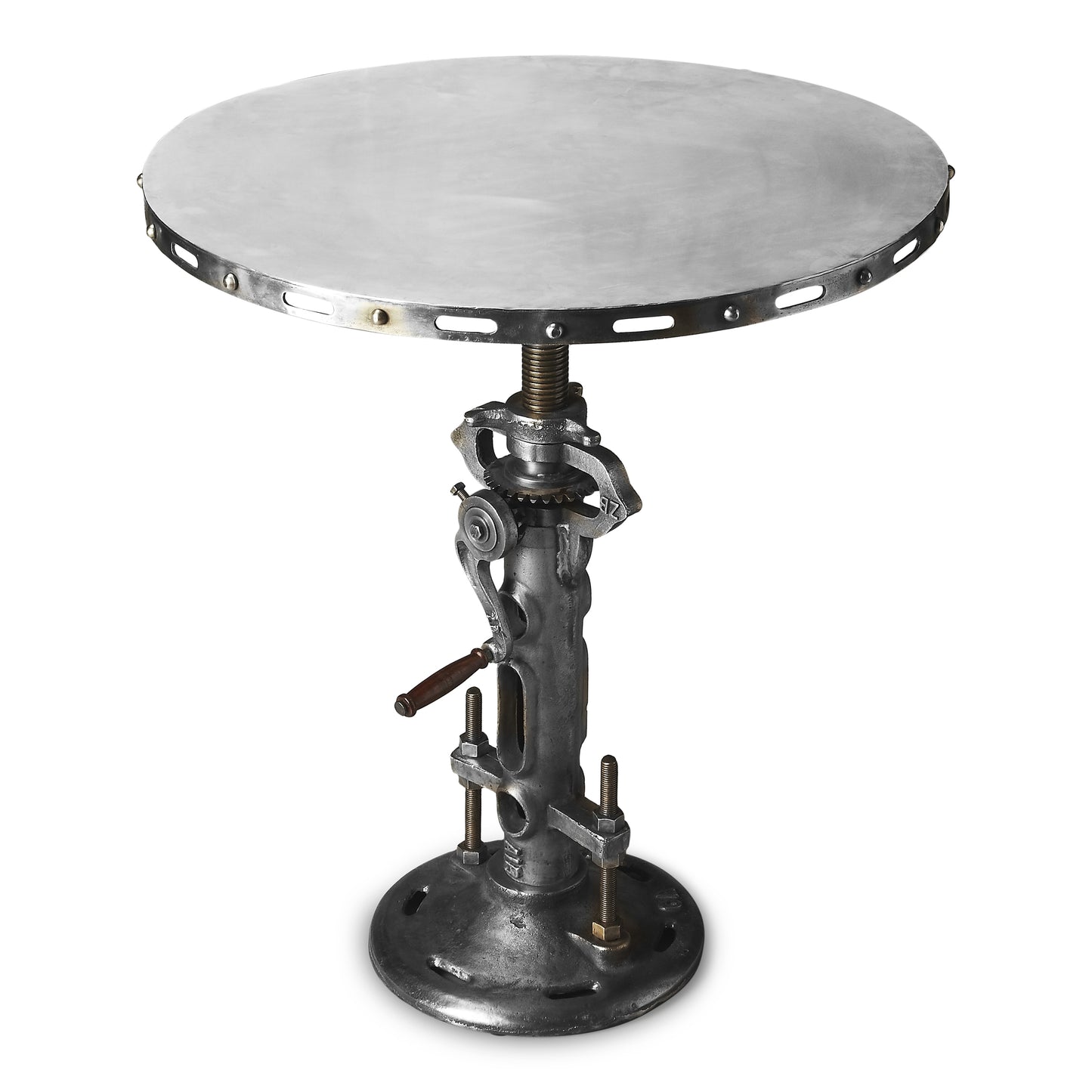 Butler Specialty Company Fenwick 31.5 in. W Round Metal Adjustable Height Industrial Hall/Pub Table, Silver