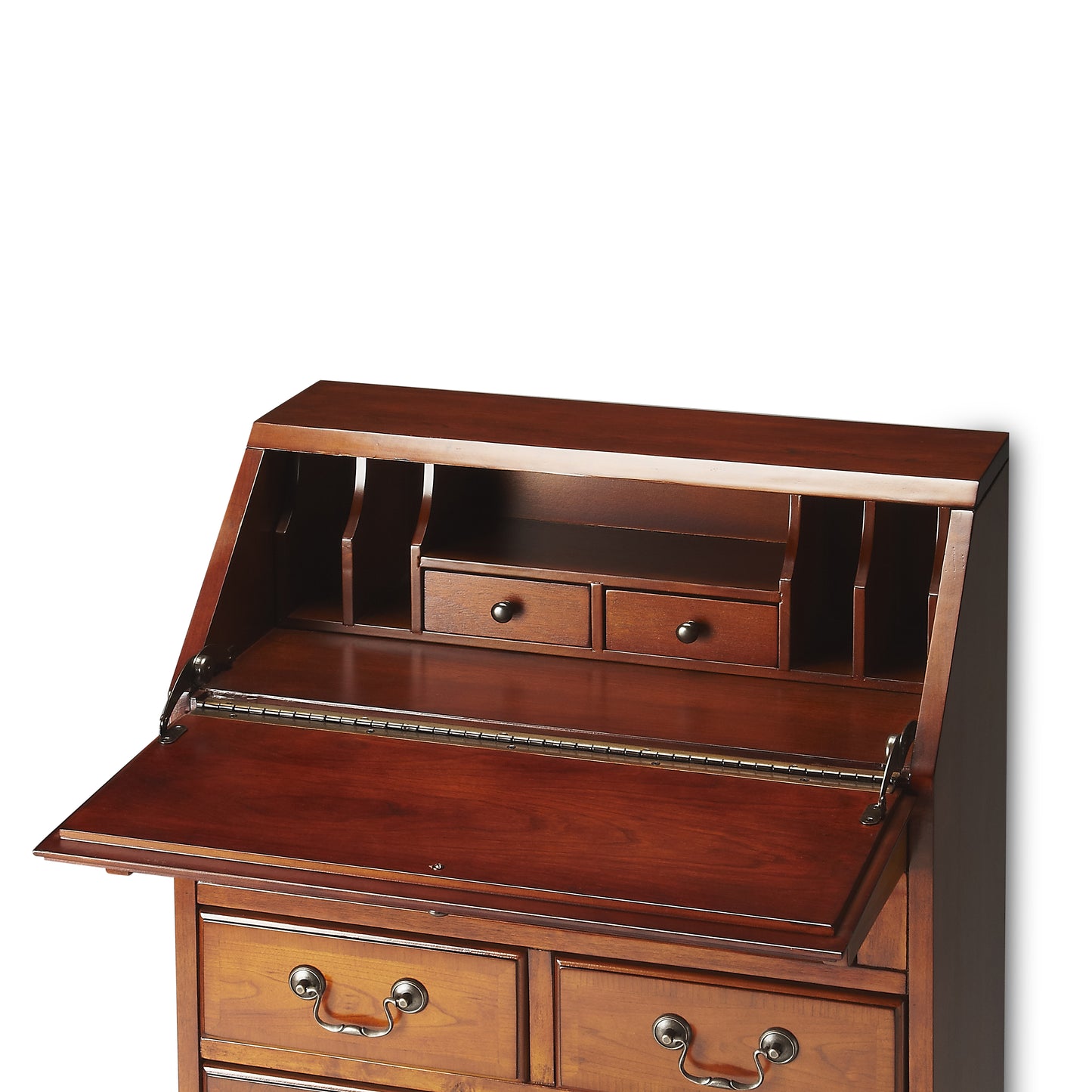 Butler Specialty Company Danforth 25.5 in. W Rectangular Wood 5 Drawer Secretary with Drop Front Writing Surface, Medium Brown