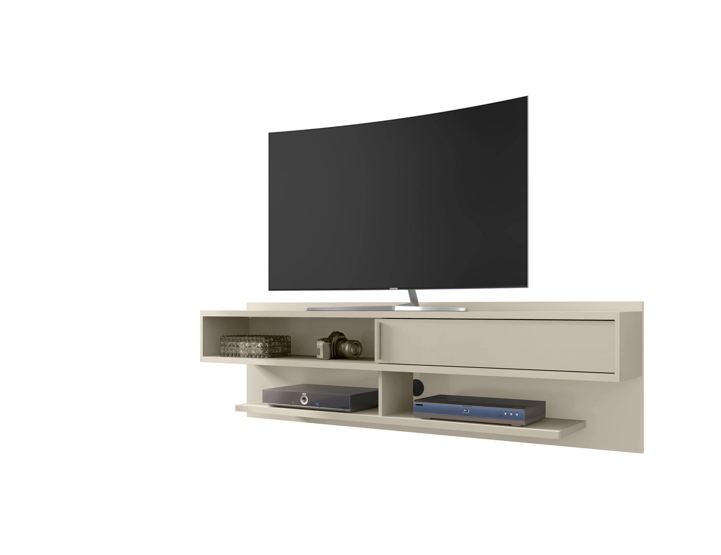Manhattan Comfort Astor 70.86 Modern Floating Entertainment Center 1.0 with Media Shelves in Off White 222BMC1